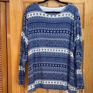 Croft & Barrow Navy and White Long Sleeve Top